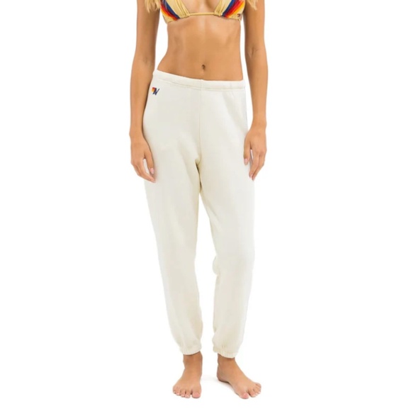 AVIATOR NATION, 5 Stripe Ivory and Grey SWEATPANTS, Med. - Picture 2 of 6